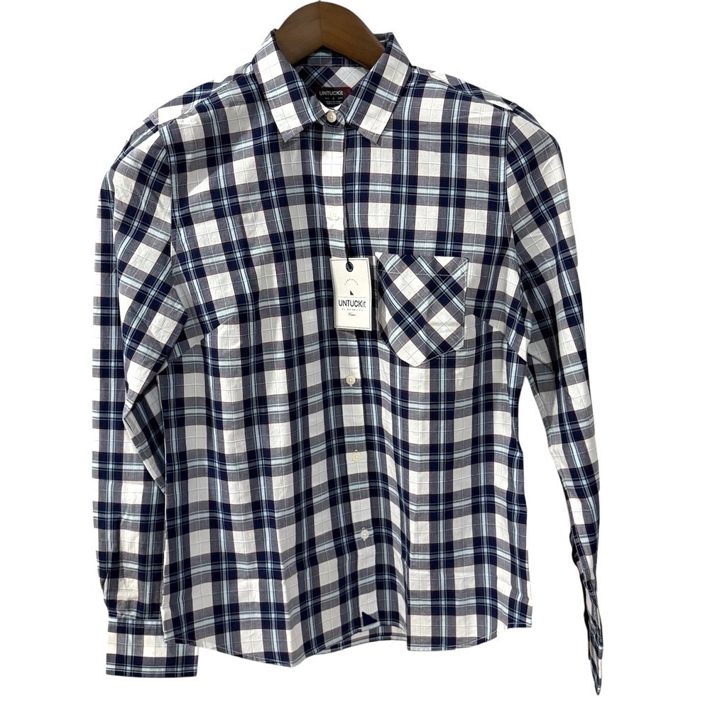 UNTUCKit Shirt Button Up Womens 2/S Sorbo Plaid Cotton Long Sleeve Lightweight